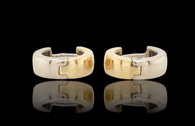 Twee kleuren gouden oorringen / creolen #28320 - Afbeelding 3