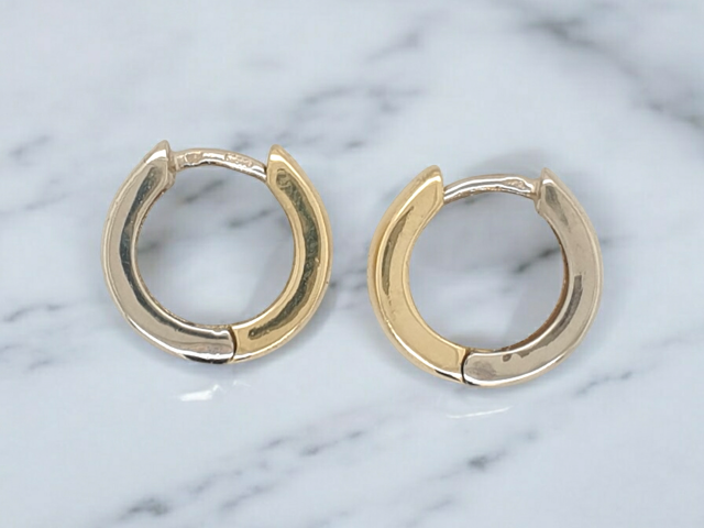 Twee kleuren gouden oorringen / creolen #28320 - Afbeelding 2
