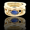 14 Karaat gouden ring met saffier en briljant. Handgemaakt unica. #28348