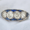 Platina ring met 4 diamanten en saffier. #28361