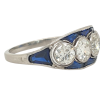 Platina ring met 4 diamanten en saffier. #28361 - Afbeelding 2