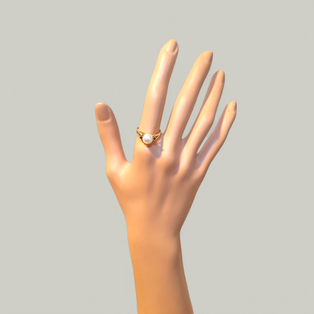 Gouden ring met parel en saffiertje. # 28188 - Afbeelding 4
