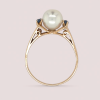 Gouden ring met parel en saffiertje. # 28188 - Afbeelding 2