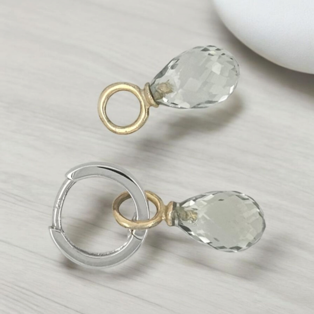 Mintquarts creoolhangers met gouden oog. #28321 - Afbeelding 2