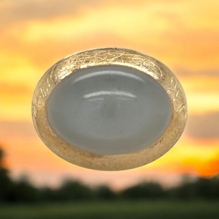 Zilveren ring met gouden rand en grijze maansteen #28379