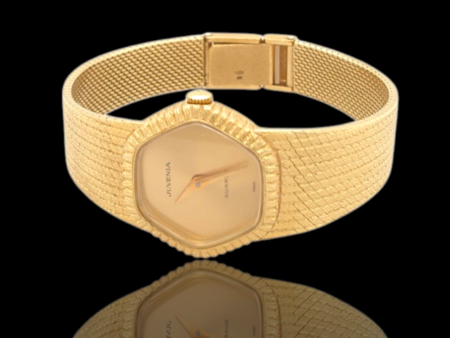 18 Karaat gouden damespolshorloge. Zwitsers, Juvenia #28454 - Afbeelding 2