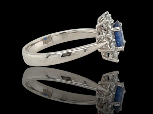 Witgouden ring met saffier en diamant. Diana ring. #28386 - Afbeelding 2