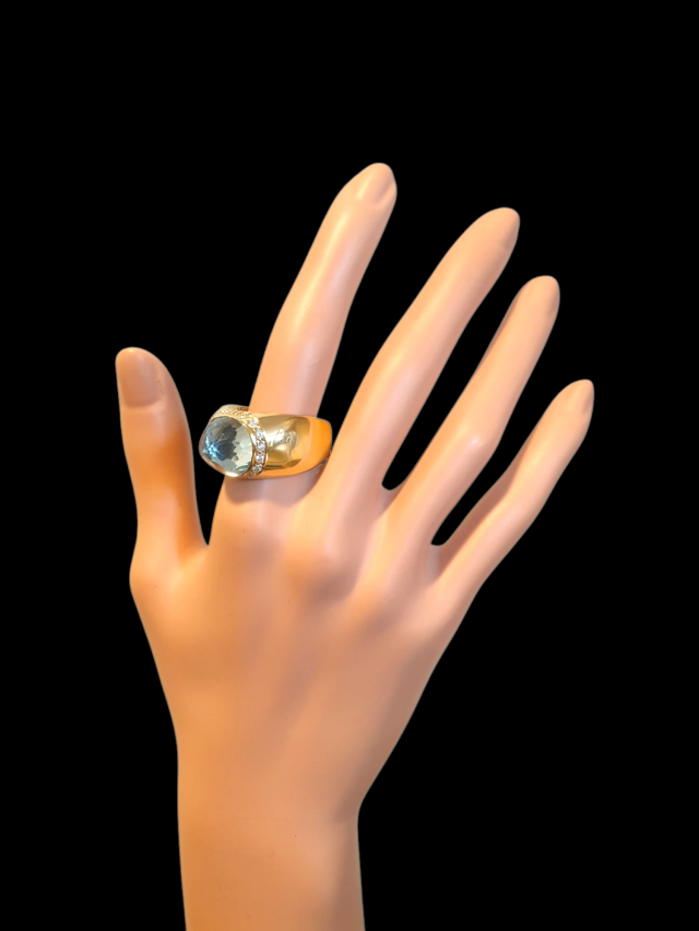 Unieke handgemaakte gouden ring (van Arnold van Dodewaard) aquamarijn/diamant Occasion #28483 - Afbeelding 5