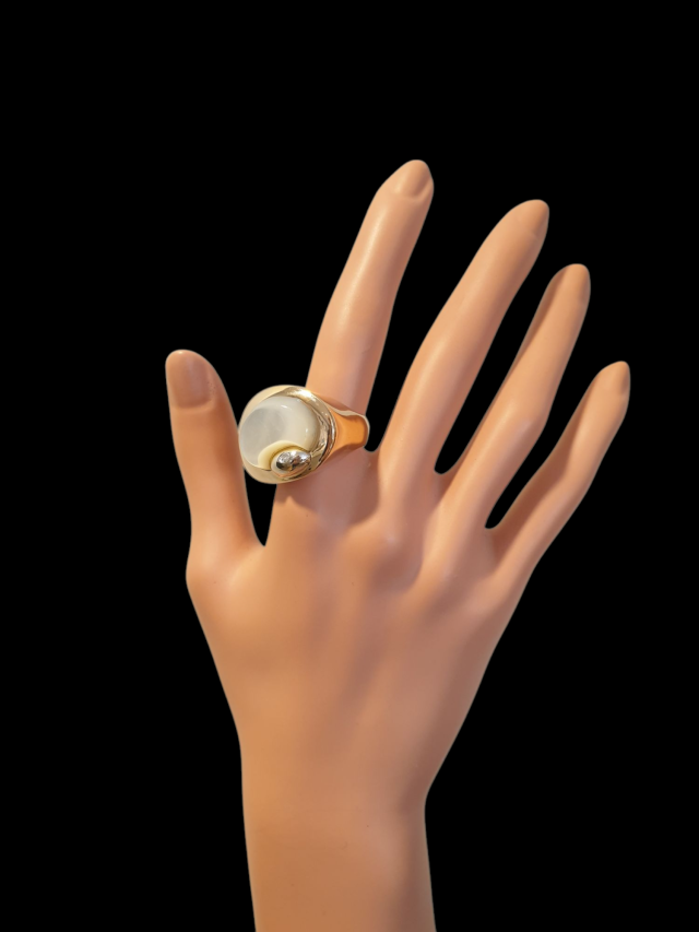 Gouden ring van het Italiaanse merk Talento met parelmoer en diamant #28481 - Afbeelding 4