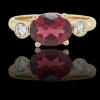 Gouden handgemaakte ring met Almaldien granaat met briljant. #28485 - Afbeelding 2