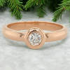 Rosé gouden briljant ring met paddenstoel zetting. 26480????