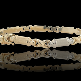 Bicolor gouden schakel armband "bamboe" #28555