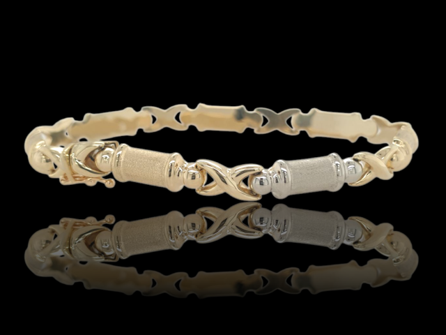 Bicolor gouden schakel armband "bamboe" #28555