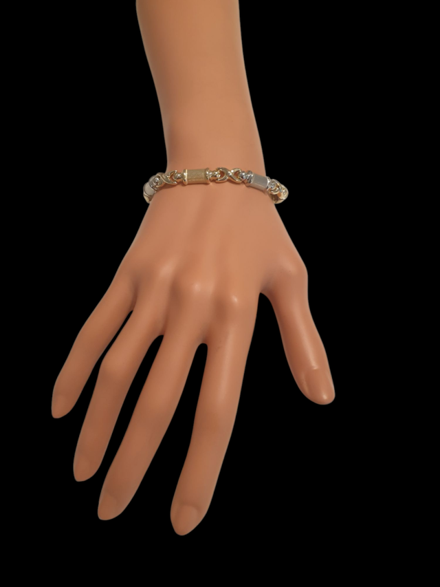 Bicolor gouden schakel armband "bamboe" #28555 - Afbeelding 2
