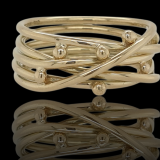 14 karaat gouden endless rope ring met puppeltjes, unica. #28591