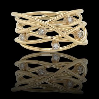 Gouden endless rope ring met briljantjes #28606