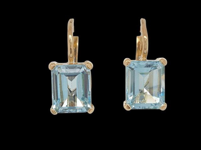 Gouden oorhangers met Aquamarijn #28605 - Afbeelding 5