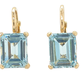 Gouden oorhangers met Aquamarijn #28605