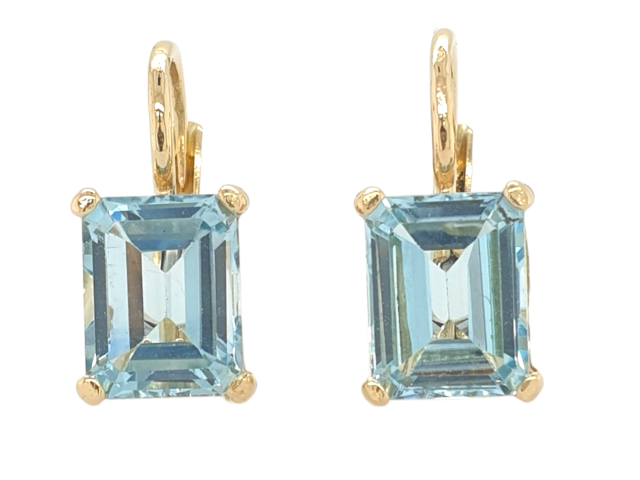 Gouden oorhangers met Aquamarijn #28605