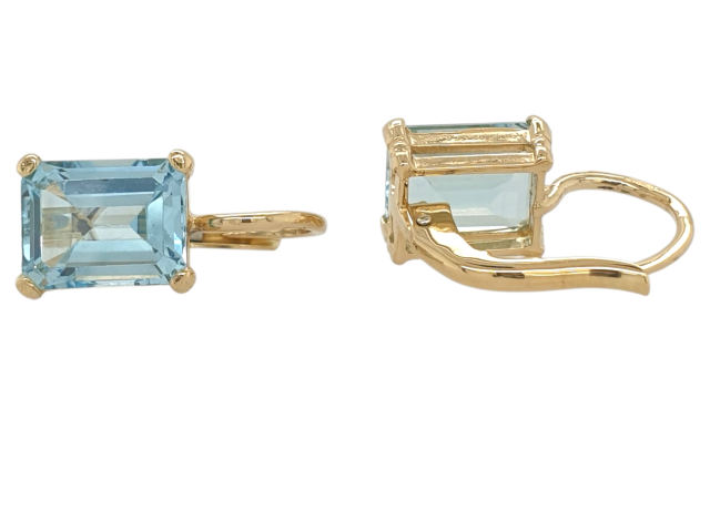 Gouden oorhangers met Aquamarijn #28605 - Afbeelding 2