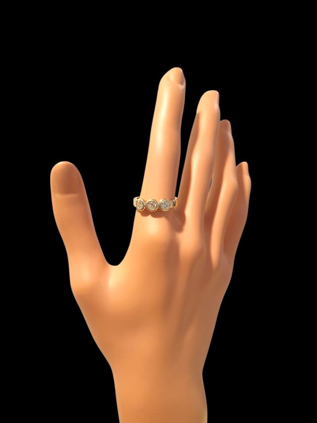 14 karaat geelgouden ring met 3 grote mooie diamanten 3-0.75 ct. TW.VVS # 28640 - Afbeelding 2