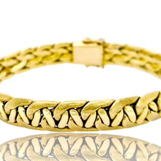 14 karaat vintage geelgouden armband met massieve vlechtschakel. #26236