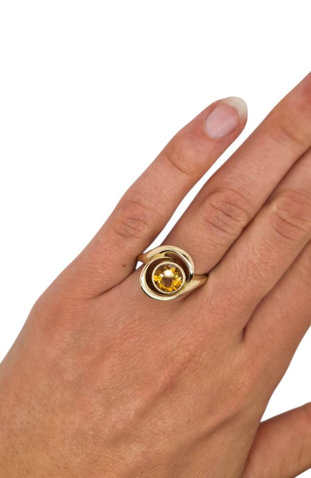 18 Karaat geelgouden ring met citrien - occasion #18952 - Afbeelding 3