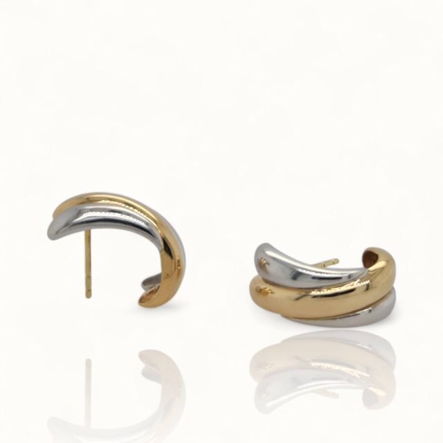 Bicolor gouden oorknoppen - occasion #28771 - Afbeelding 3