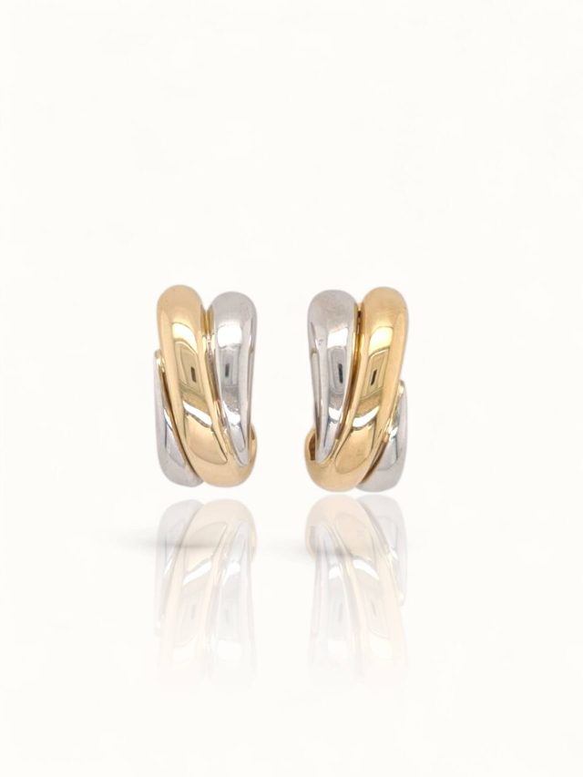 Bicolor gouden oorknoppen - occasion #28771