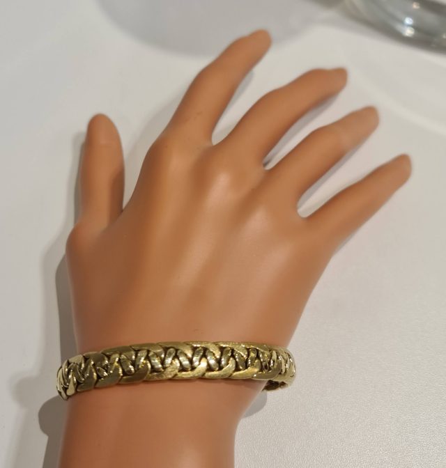 14 karaat vintage geelgouden armband met massieve vlechtschakel. #26236 - Afbeelding 4