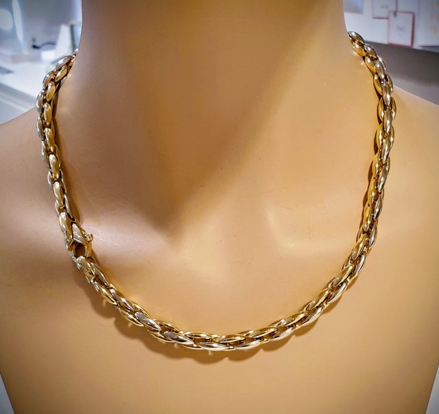 14 karaat gouden bicolor collier met fantasieschakel #28715 - Afbeelding 3