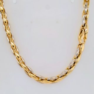 14 karaat gouden bicolor collier met fantasieschakel #28715