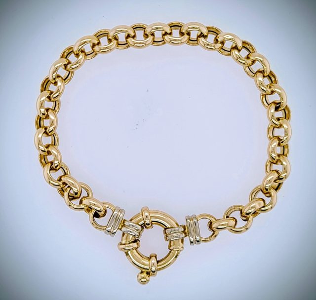 14 karaat geelgouden armband met grove Jasseronschakel - occasion #28714 - Afbeelding 2