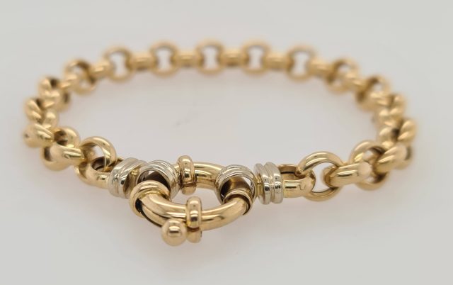 14 karaat geelgouden armband met grove Jasseronschakel - occasion #28714