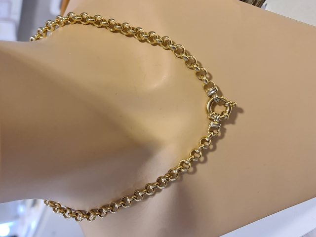 14 karaat geelgouden collier met grove Jasseronschakel - occasion #28761 - Afbeelding 3