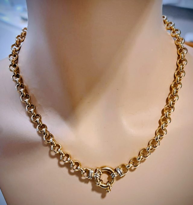 14 karaat geelgouden collier met grove Jasseronschakel - occasion #28761 - Afbeelding 2