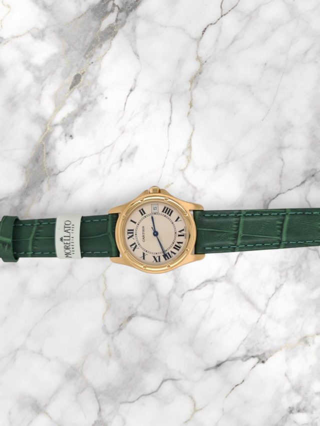 18 karaat gouden mannen polshorloge van Cartier - Occasion #28758 - Afbeelding 2