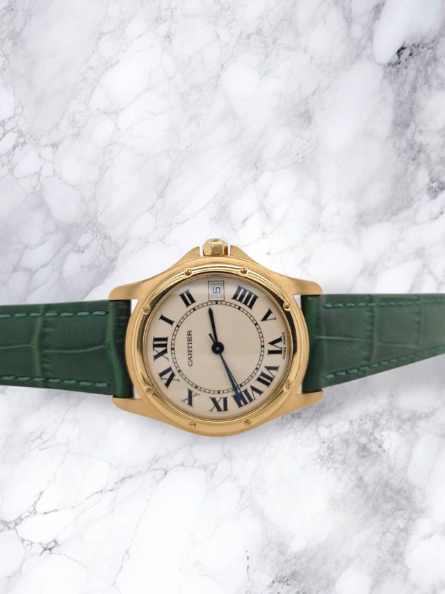 18 karaat gouden mannen polshorloge van Cartier - Occasion #28758