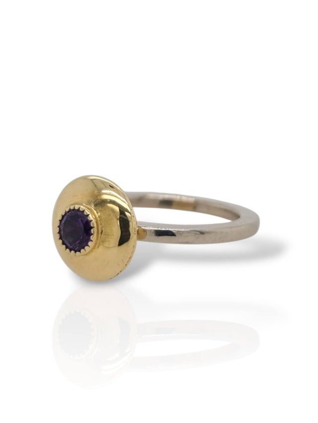 Bicolor gouden ring met Amethist #16881 - Afbeelding 2
