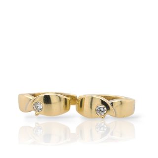 14 karaat geelgouden oorringen met cubic zirkonia tweedehands #28762
