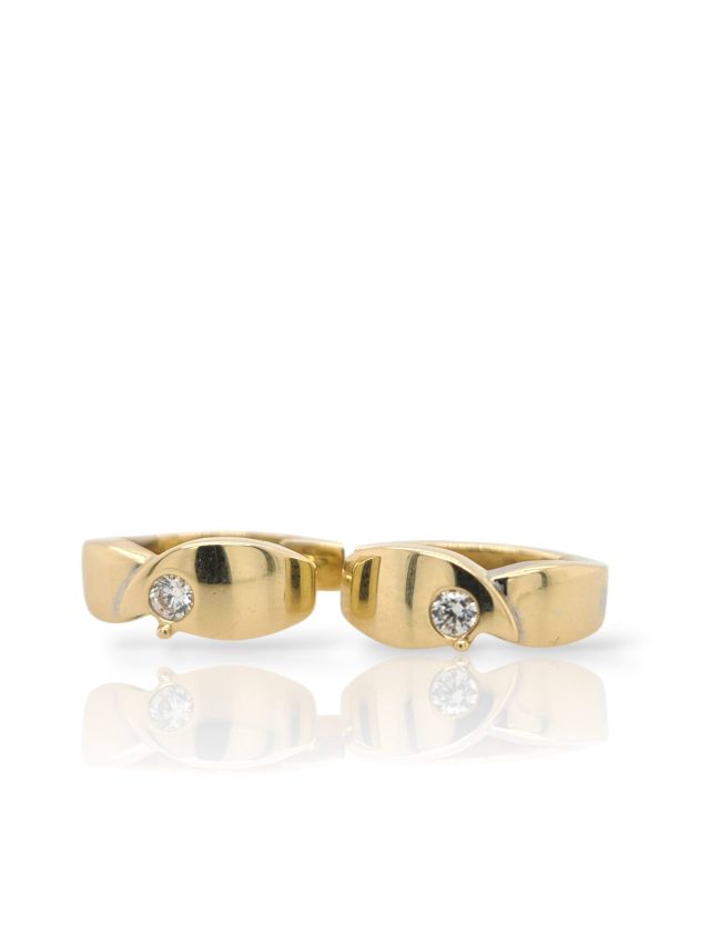 14 karaat geelgouden oorringen met cubic zirkonia tweedehands #28762