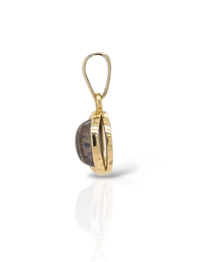 Geelgouden hanger met paarse tanzaniet tweedehands #28786 - Afbeelding 2