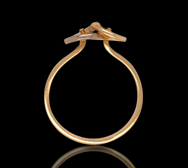 14 karaat bicolor gouden ring met een klein diamantje # 16341 - Afbeelding 2