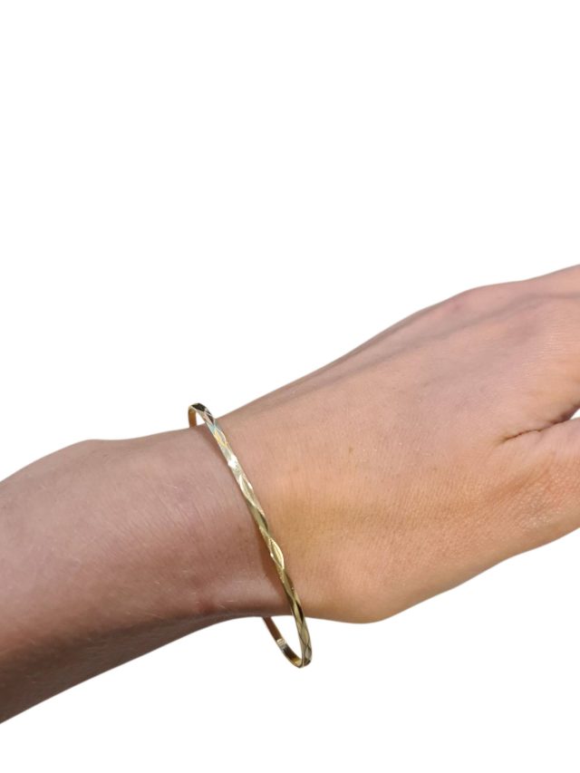 18 karaat gouden bangle armband met facet reliëf- occasion #28839 - Afbeelding 3