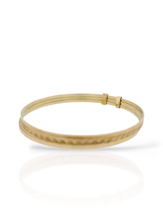 Prachtige geelgouden bangle armband in drie delen Occasion #28836 - Afbeelding 3