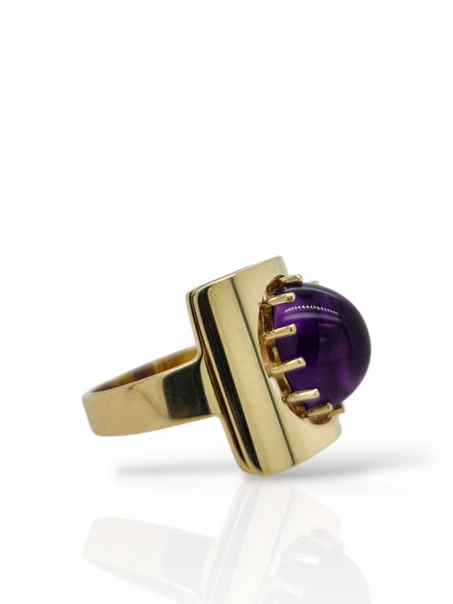 Unieke gouden ring met Amethist - occasion #28840 - Afbeelding 2