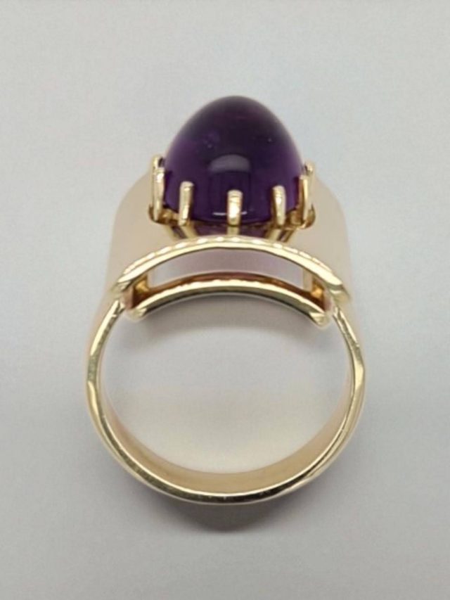 Unieke gouden ring met Amethist - occasion #28840 - Afbeelding 3