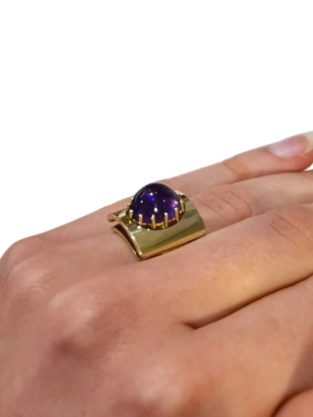 Unieke gouden ring met Amethist - occasion #28840 - Afbeelding 4