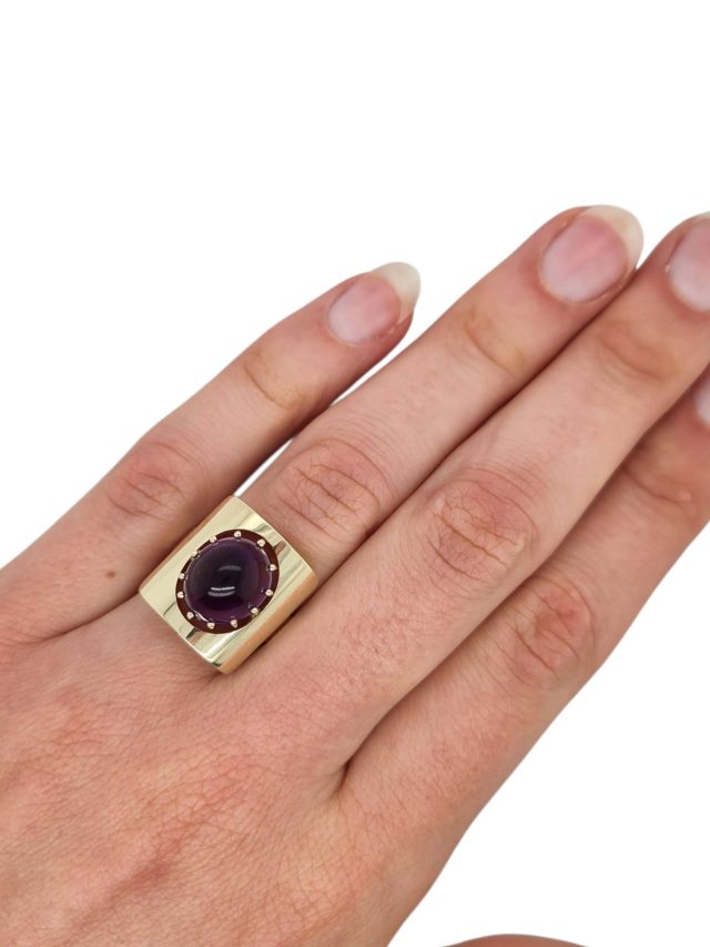 Unieke gouden ring met Amethist - occasion #28840 - Afbeelding 5
