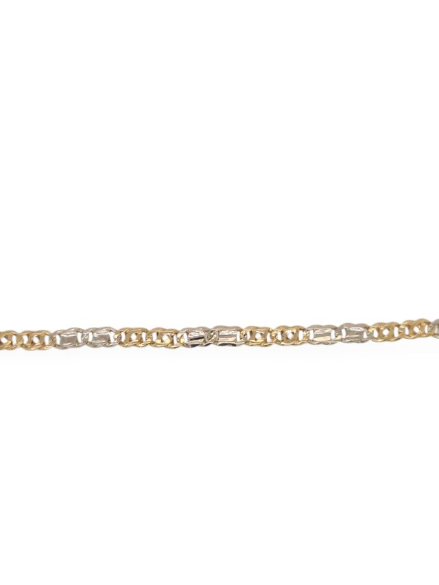 18 krt. Bicolor gourmette armband met witgouden schakels  Occasion #28835 - Afbeelding 5